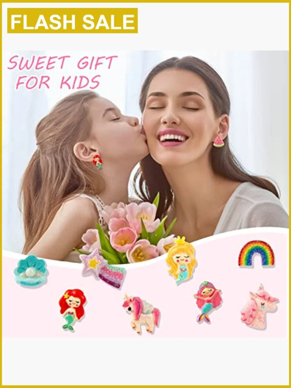 10 Pairs Clip On Earrings for Little Girls - Hypoallergenic No Piercing Cute Set